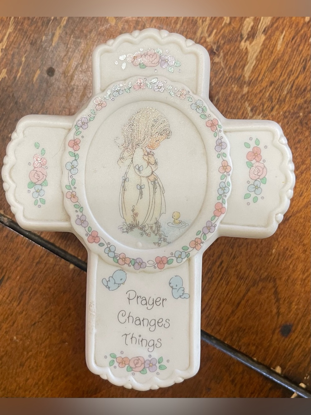 Precious Moments Floral Cross Keepsake Box - 'Prayer Changes Things'